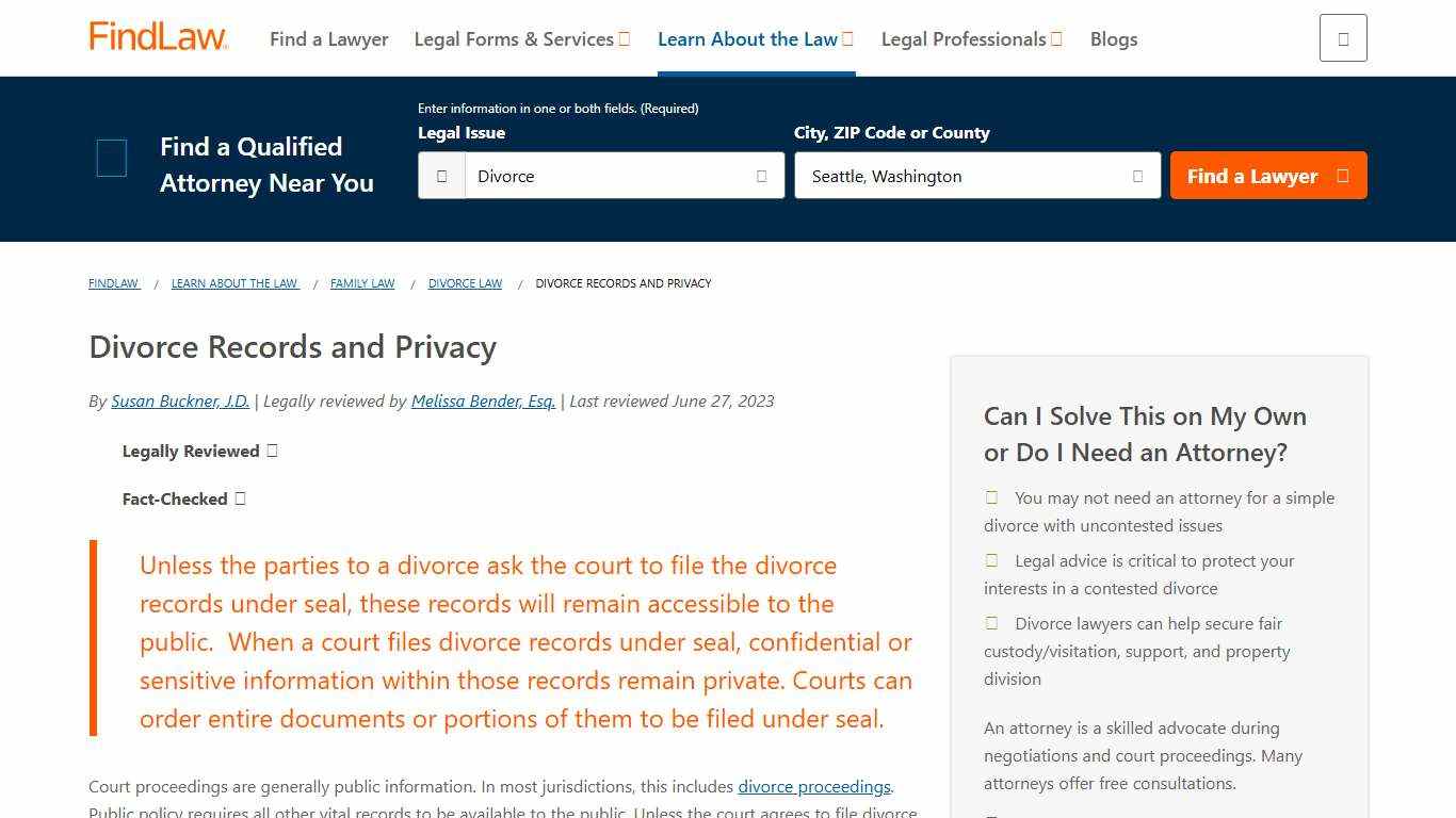 Divorce Records and Privacy - FindLaw